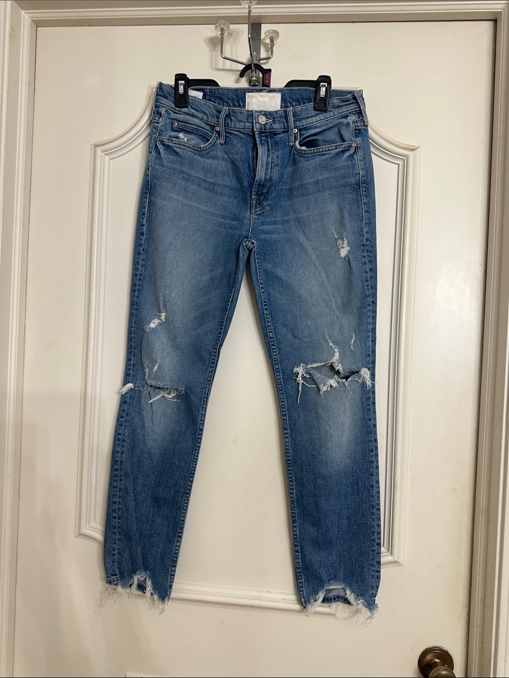 MOTHER Light Blue Distressed Boyfriend Jeans
